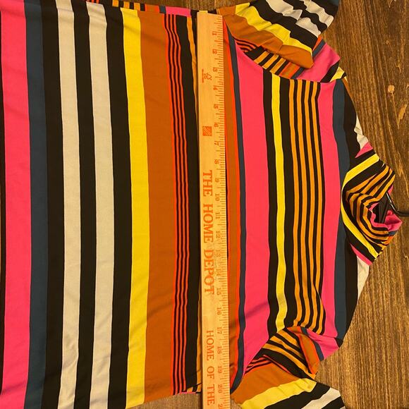 Lane Bryant Womens Long Sleeves Multicolored Stripes Shirt High Neck 14/16 - Picture 3 of 10